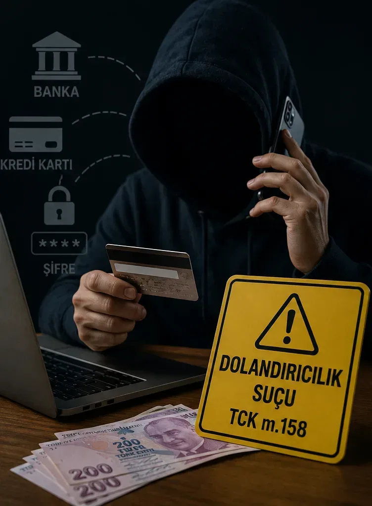 Nitelikli dolandırıcılık suçu kapsamında telefon ve internet üzerinden gerçekleştirilen bilişim dolandırıcılığını temsil eden görsel