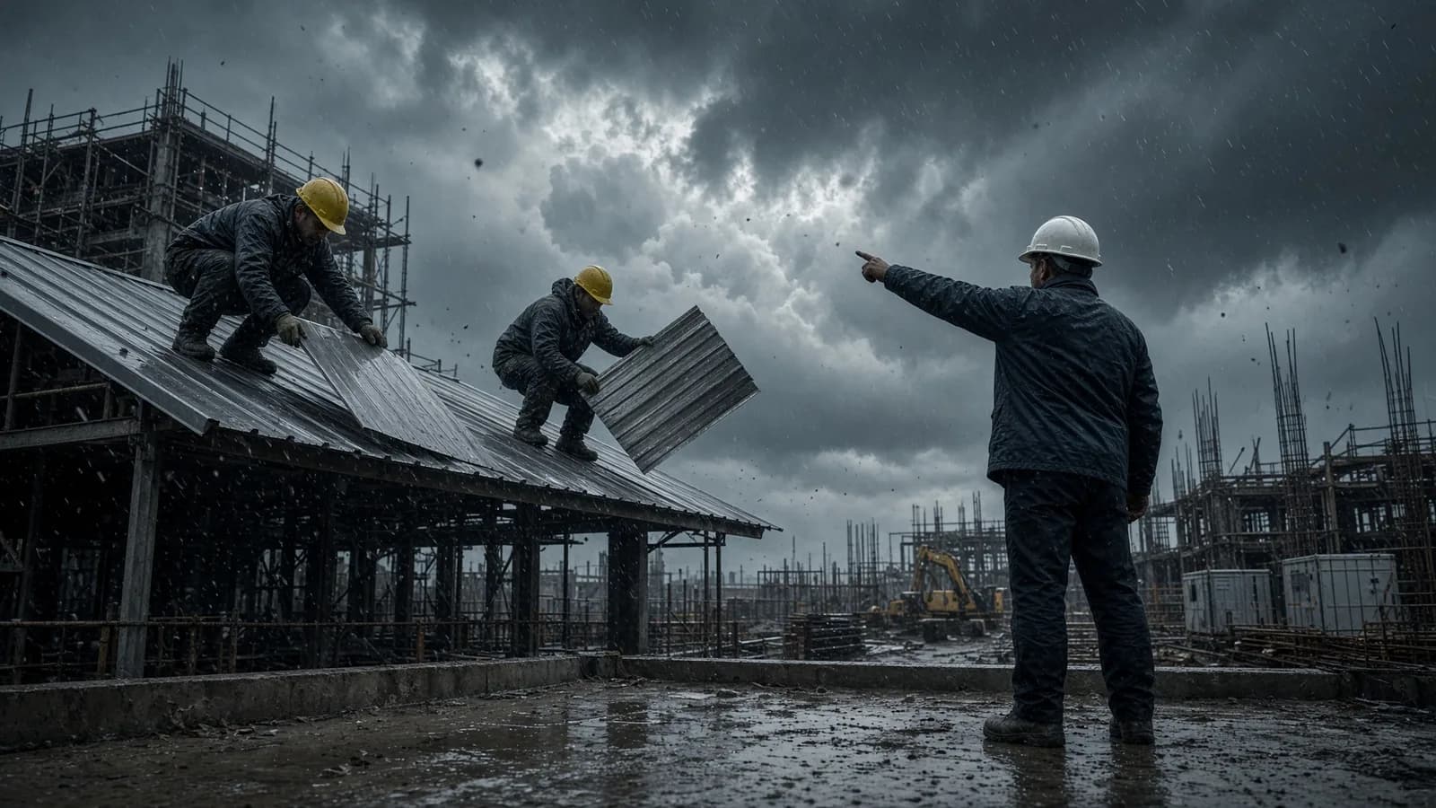 Taksir nedir konulu hukuk makalesinin bilinçli taksir konusunda kullanılan fırtınalı havada işçilerini çalıştıran şantiye şefi görseli