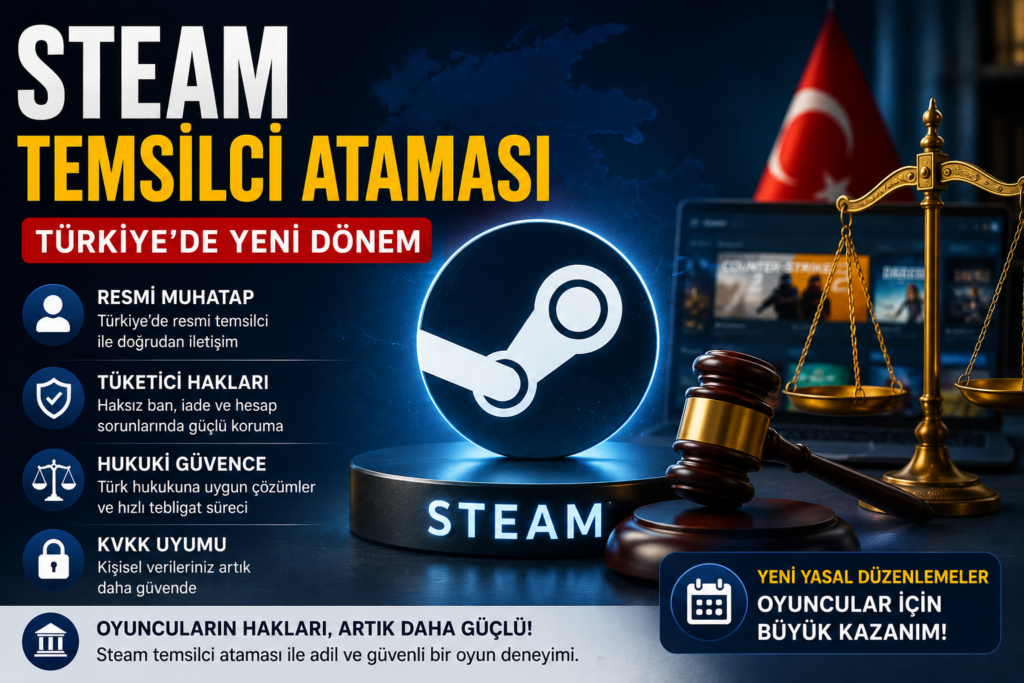 Steam temsilci ataması ve Türkiye’de oyuncu hakları hakkında hukuki bilgilendirme görseli